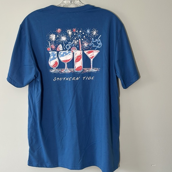 Southern Tide Large Tee Shirt Firework Flight Tee in Atlantic Blue NWT - Picture 2 of 12